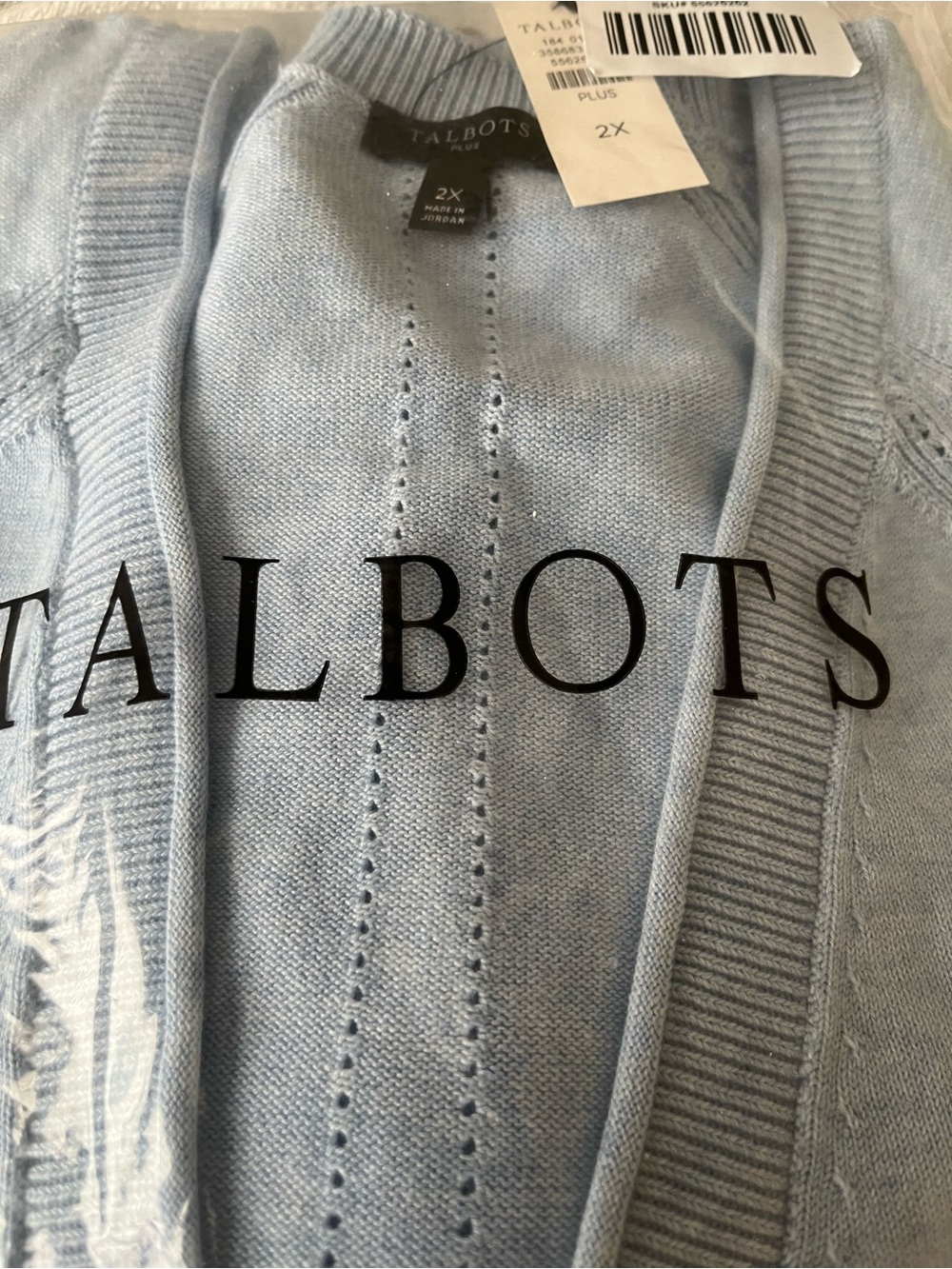 Talbots Soft Light Blue Open-Front V-Neck Cardigan NWT - Picture 2 of 6